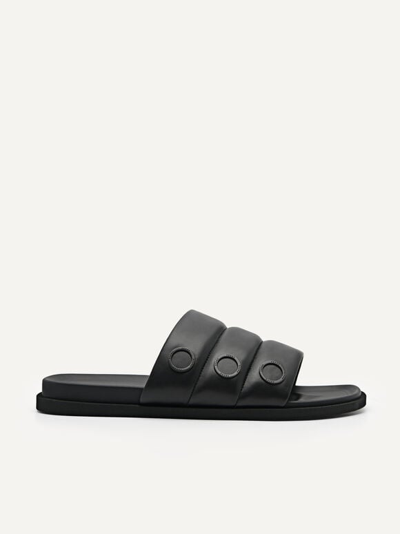 Puff Slide Sandals, Black