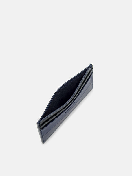 Saffiano Leather Card Holder, Navy