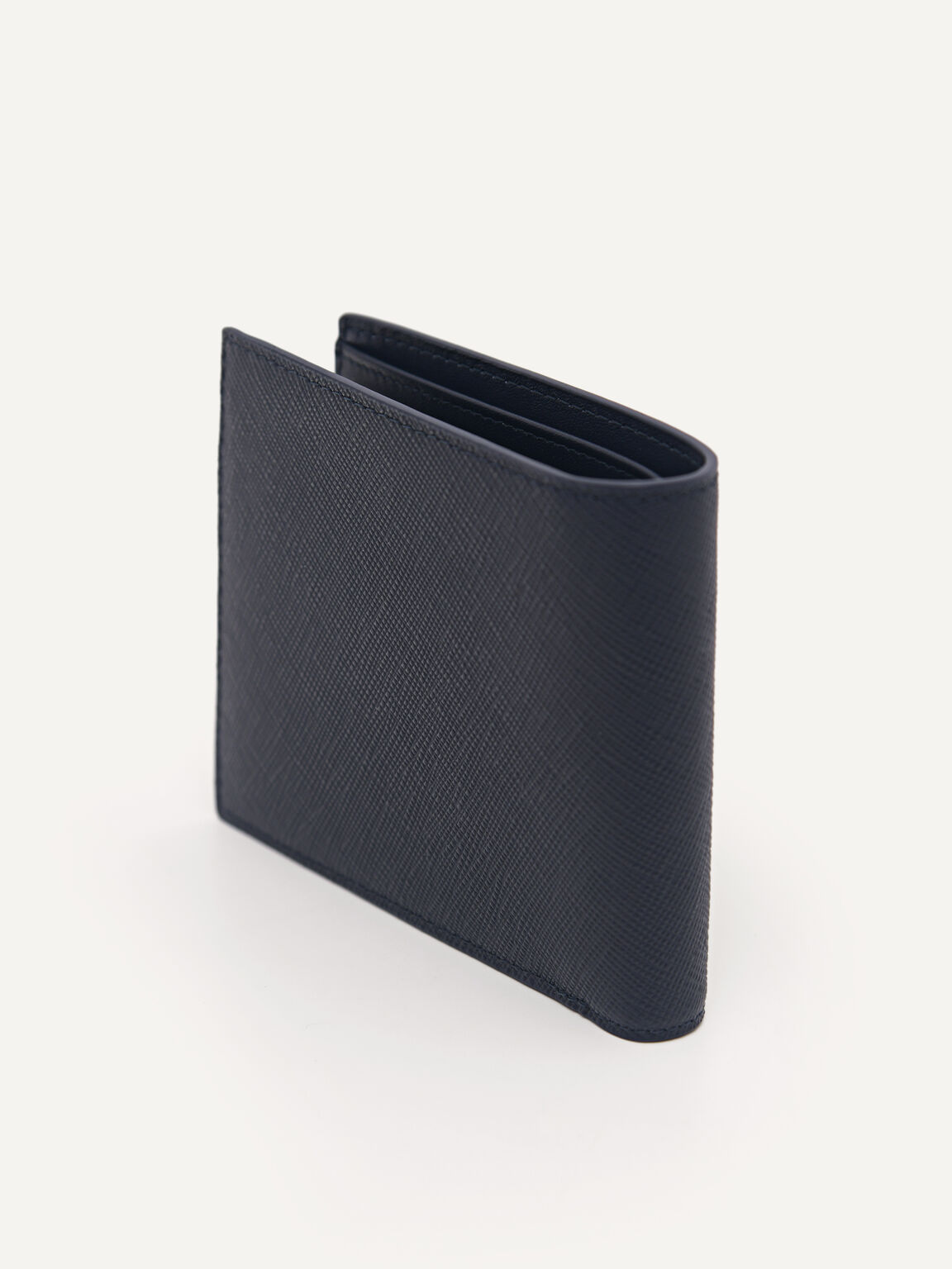 Oliver Leather Bi-Fold Wallet with Insert, Navy, hi-res