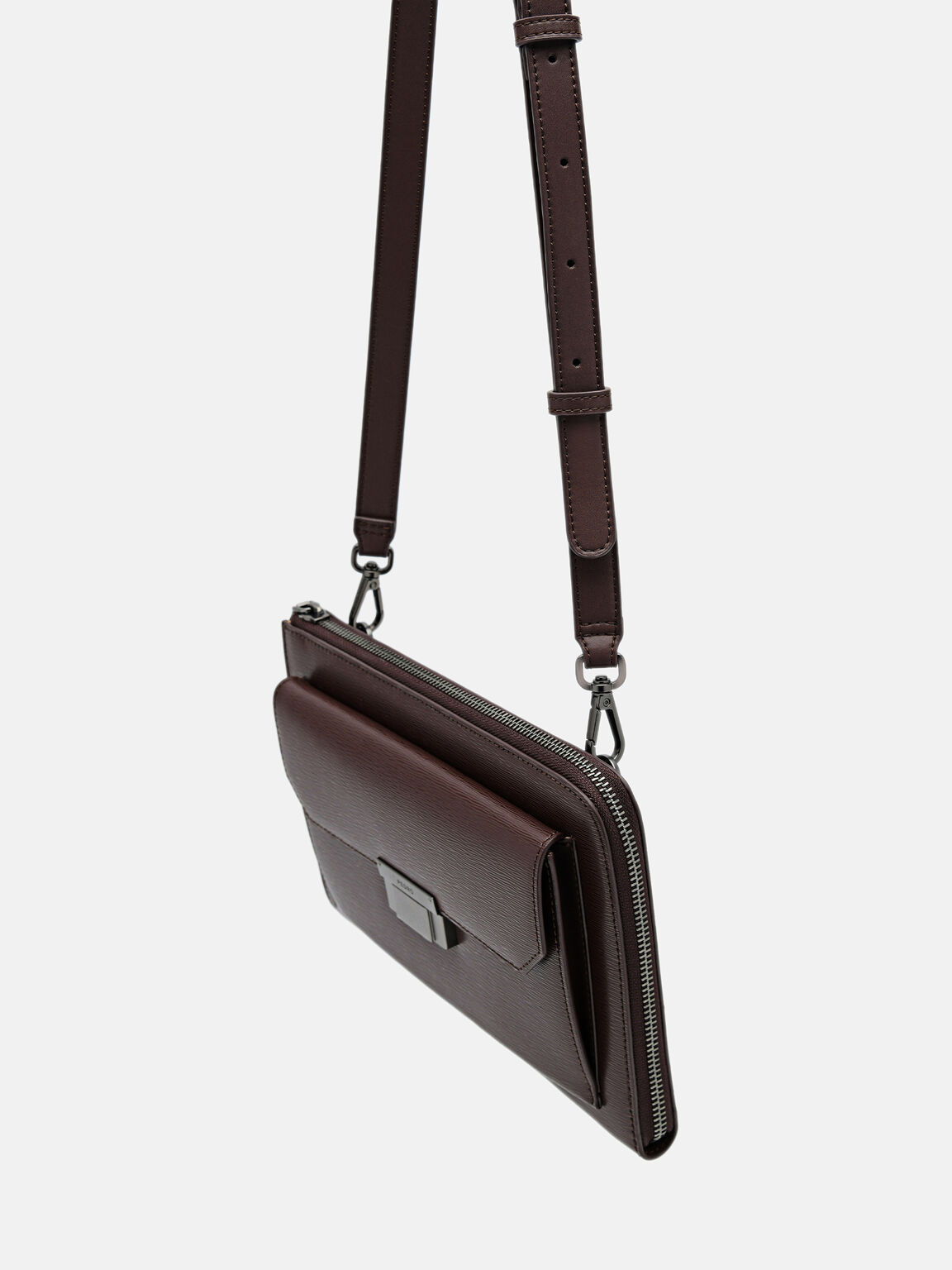 Henry Leather Clutch Bag, Dark Brown, hi-res