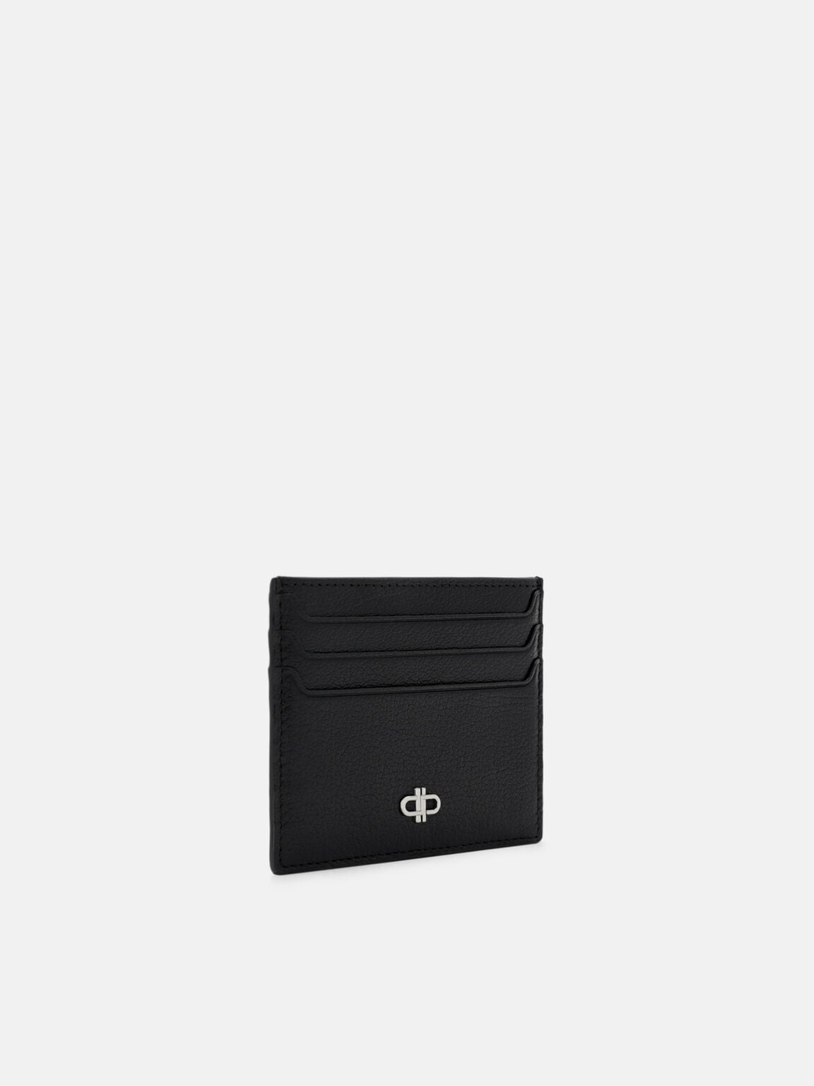 Leather Card Holder, Black Embossed, hi-res
