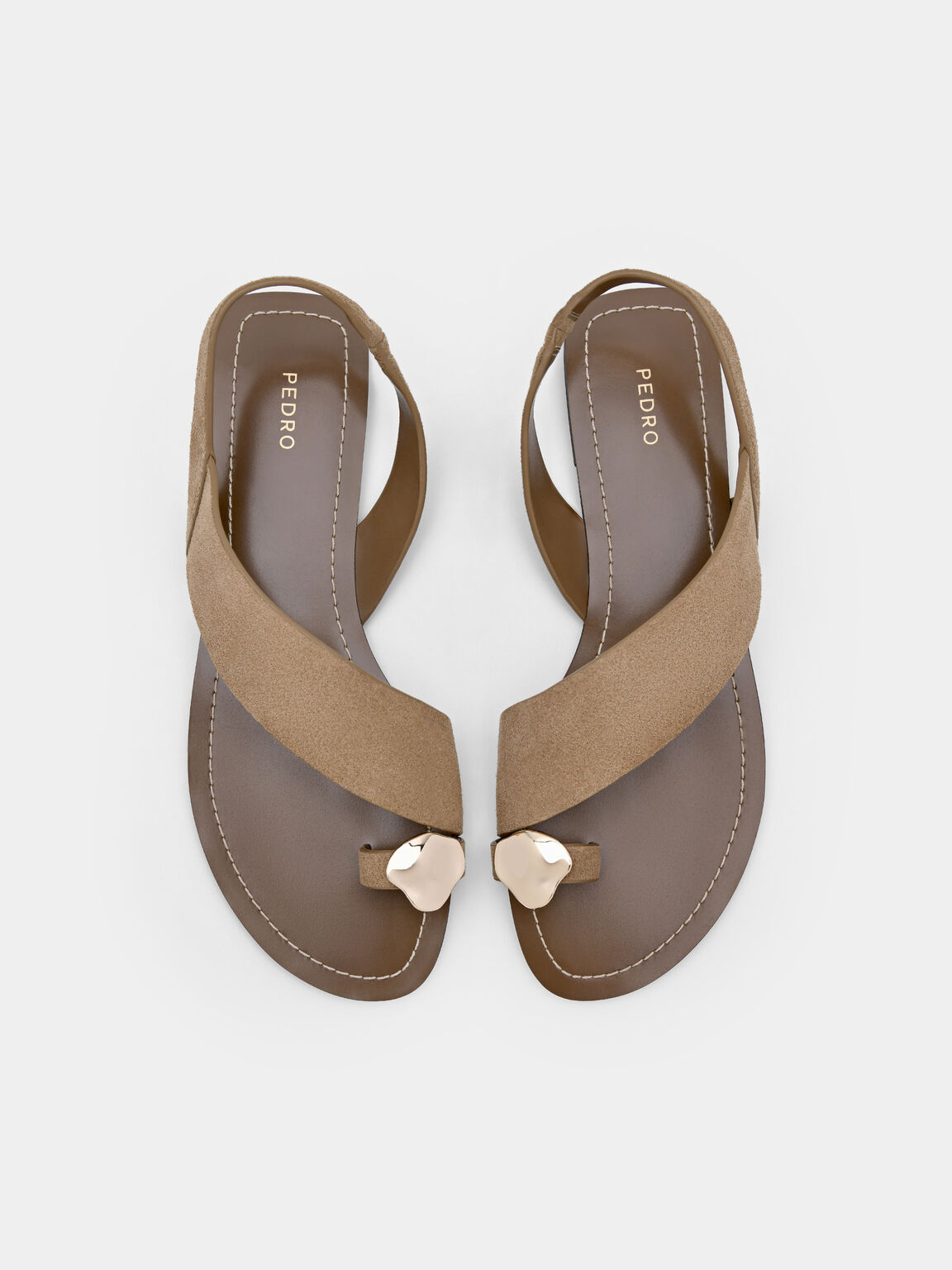 Giày sandals đế bệt Alexis Leather, Cát, hi-res