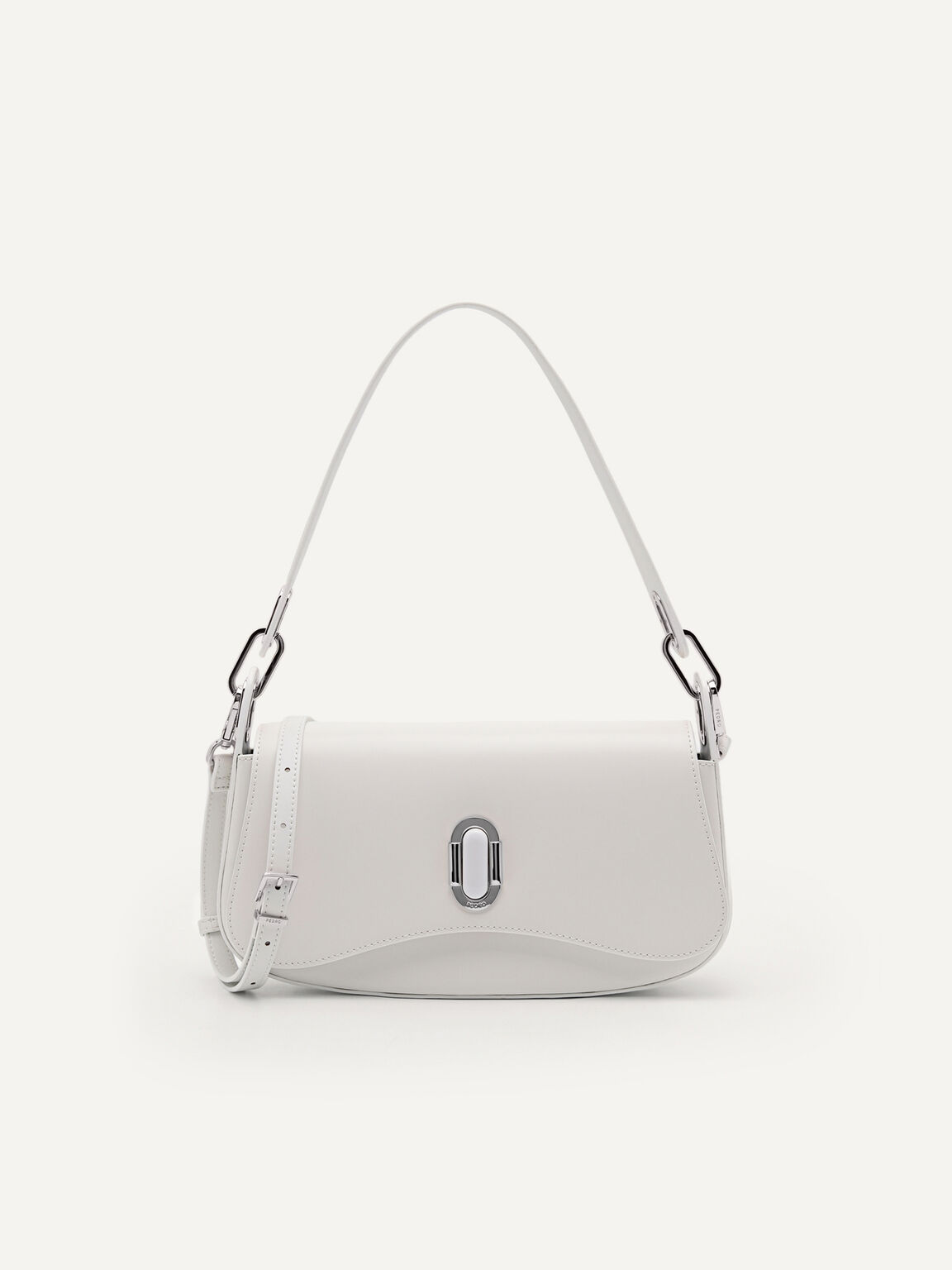 PEDRO Studio Rift Leather Shoulder Bag, White, hi-res