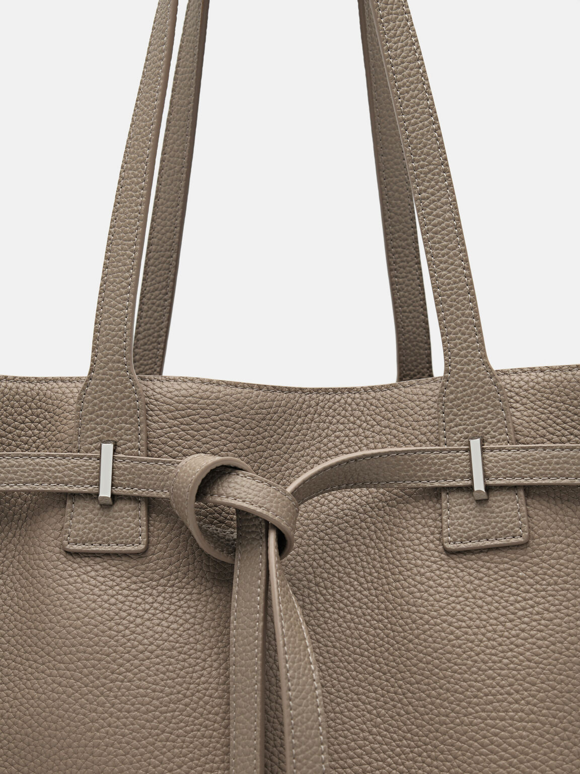 T&uacute;i tote phom chữ nhật Demi Oversized, N&acirc;u X&aacute;m, hi-res