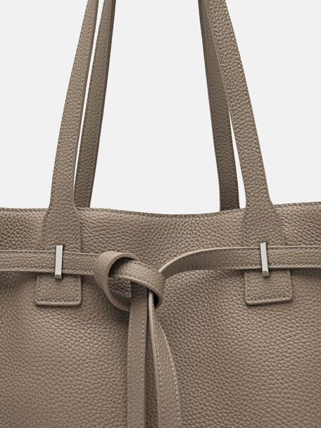 T&uacute;i tote phom chữ nhật Demi Oversized, N&acirc;u X&aacute;m, hi-res