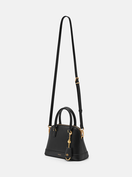 Lucia Leather Handbag, Black, hi-res