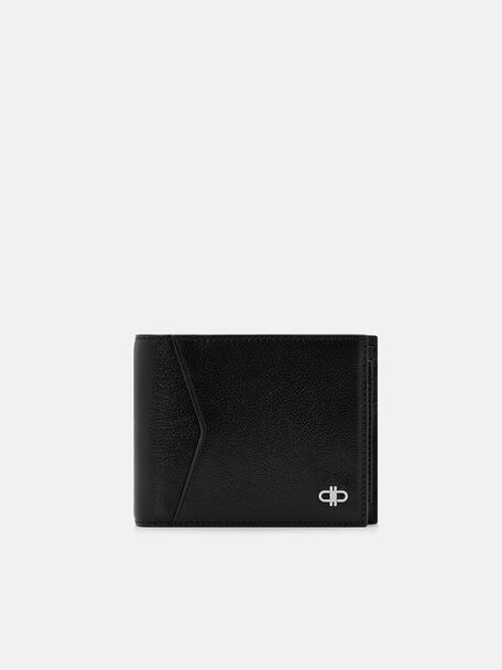 Leather Bi-Fold Wallet with Insert, Black Embossed, hi-res