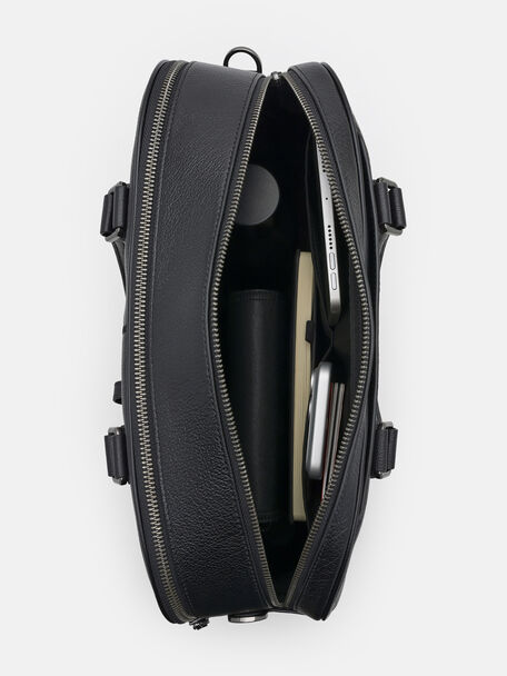 Tate Leather Duffel Bag, Black Embossed, hi-res