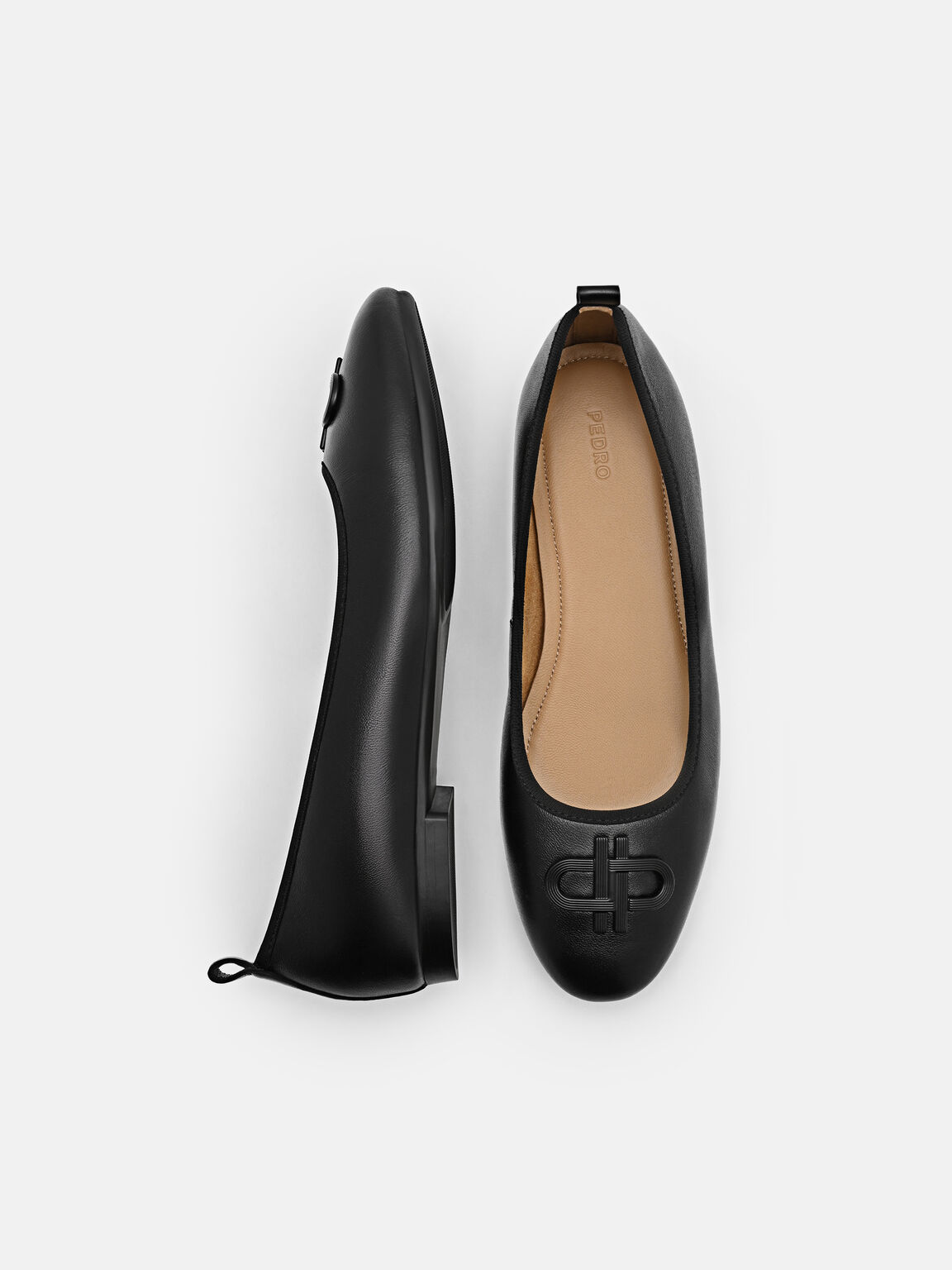 Giày búp bê mũi tròn Icon Canvas, Đen, hi-res