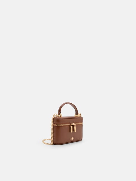 Ari Leather Vanity Case, Brown, hi-res