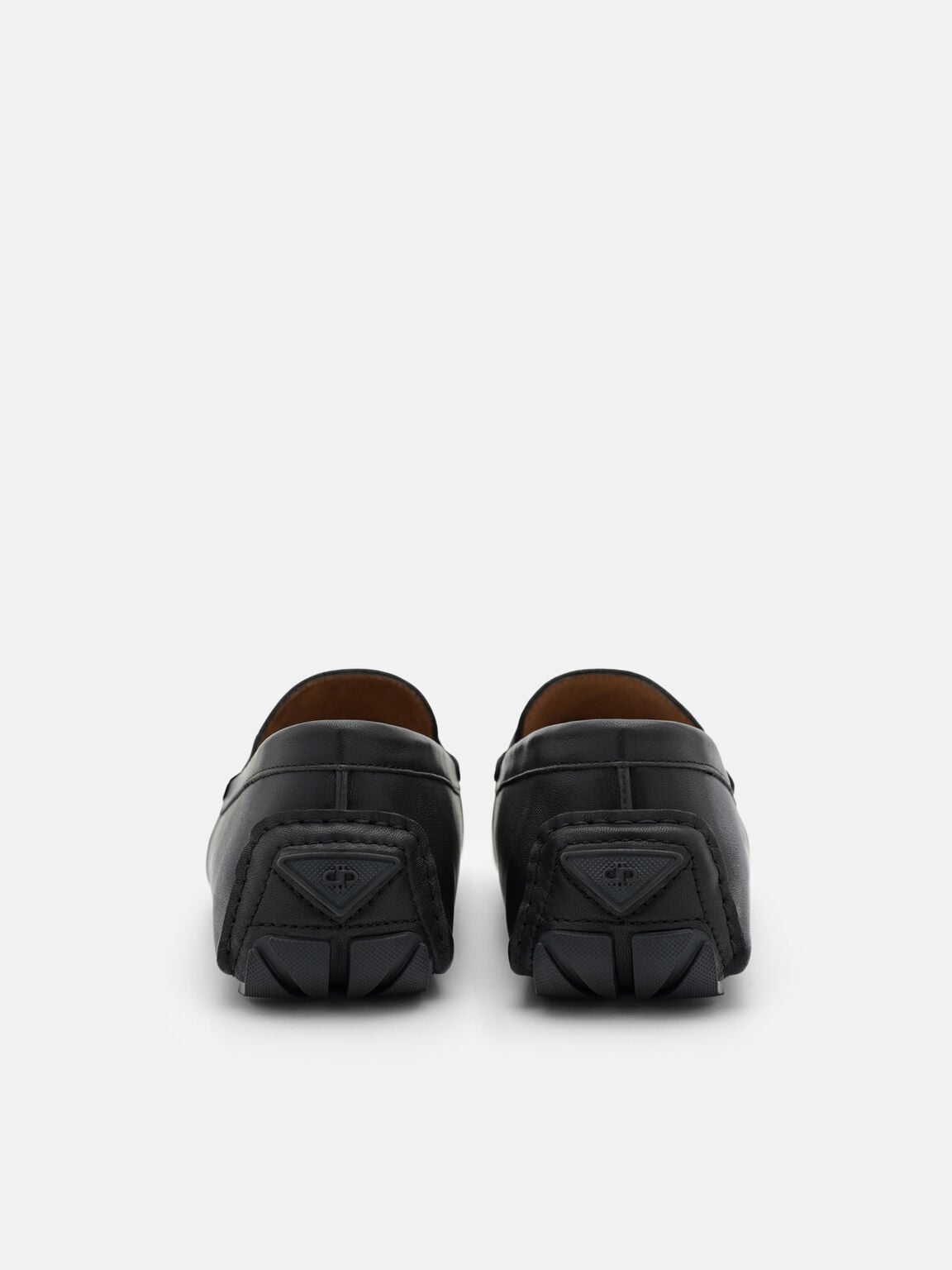 Gi&agrave;y lười mũi vu&ocirc;ng Leather, Đen, hi-res