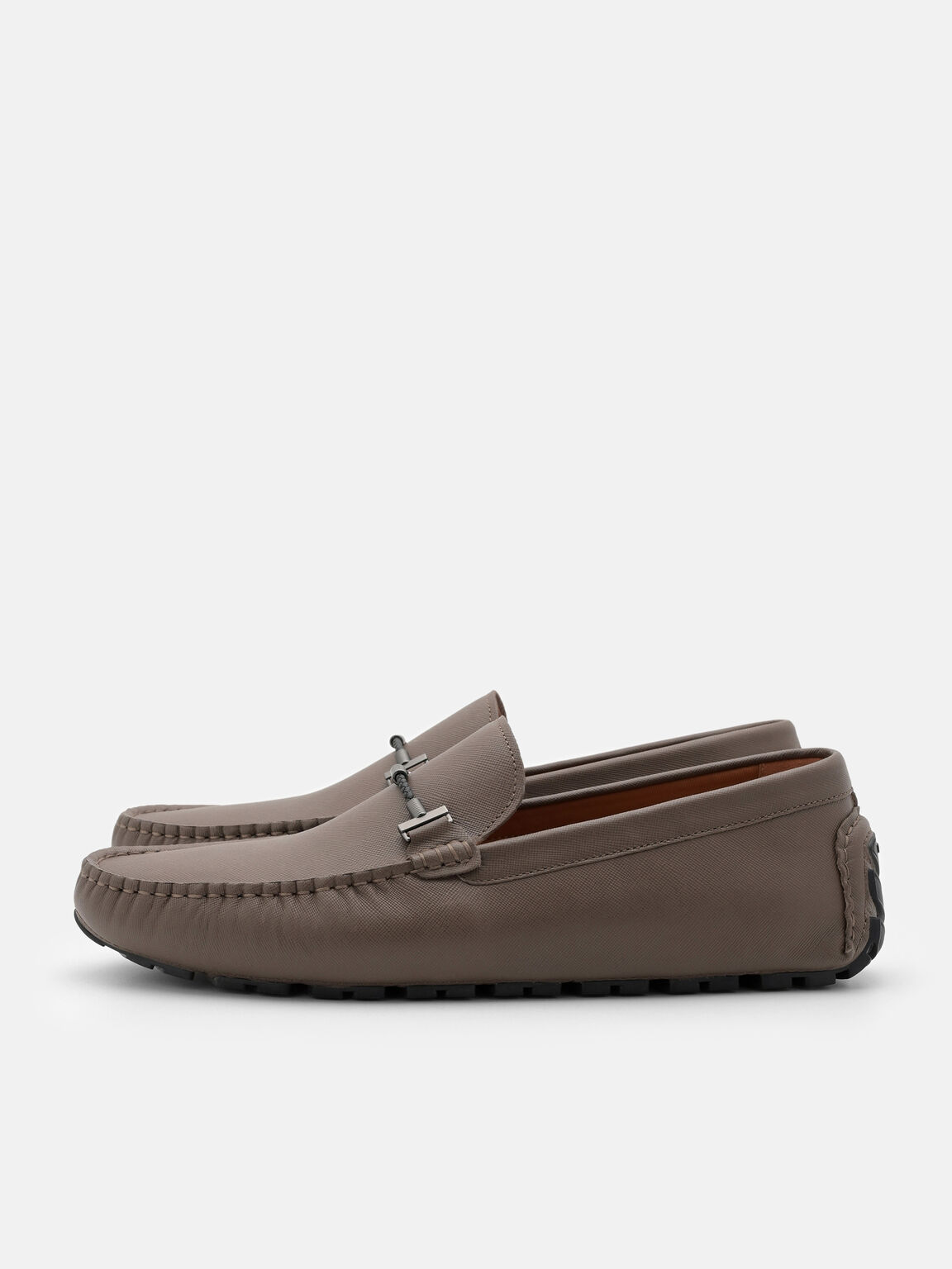 Robert Leather Driving Shoes, Dark Taupe Saffiano, hi-res
