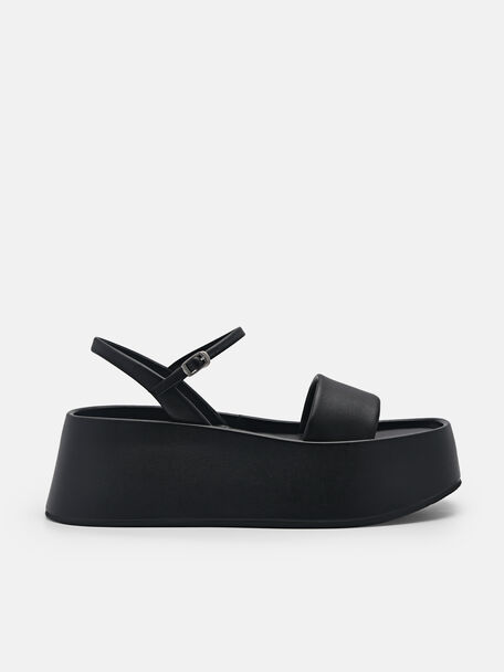 Aster Platform Sandals, Black, hi-res