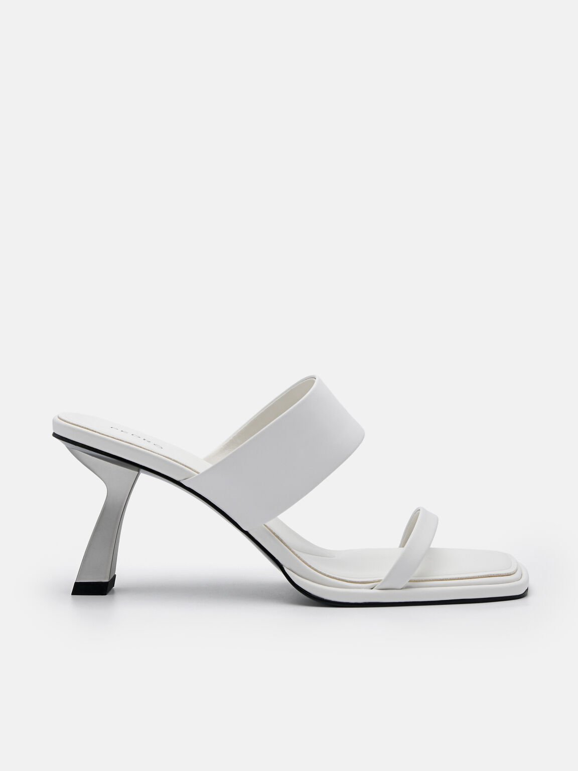 Amelie Leather Heel Sandals, White, hi-res