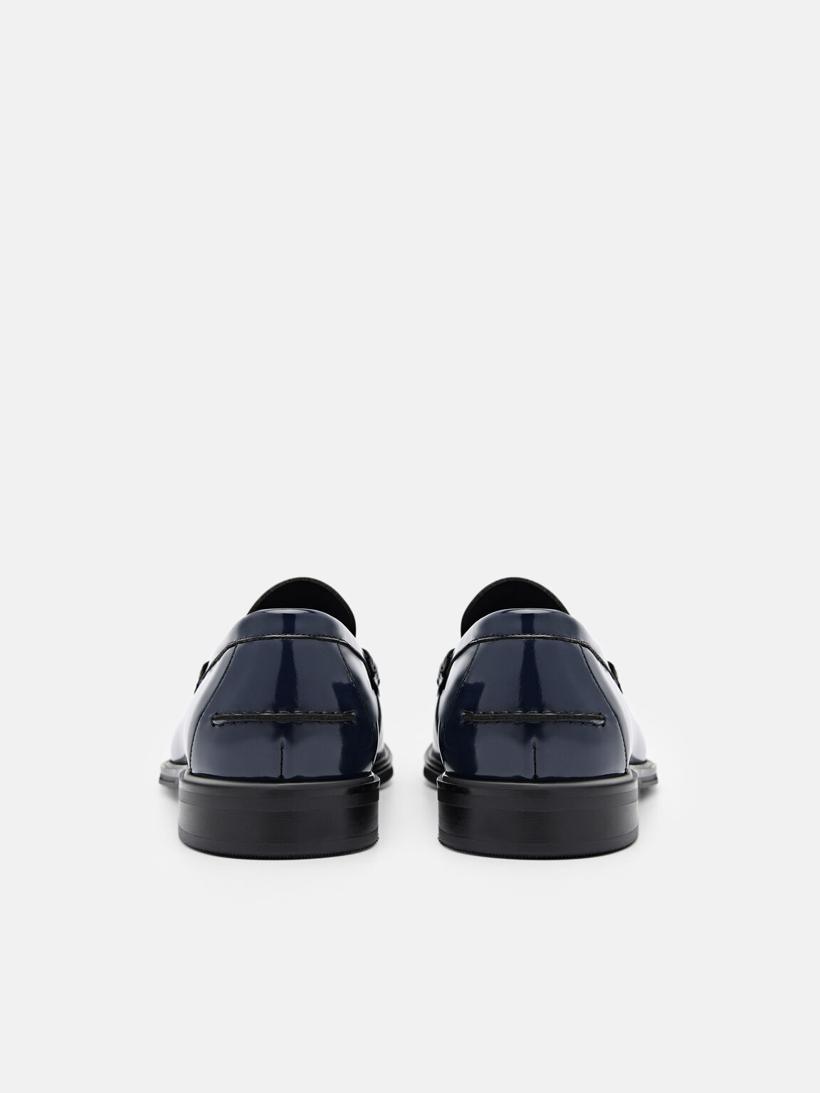 Leather Penny Loafers, Navy, hi-res
