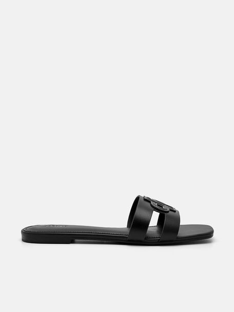 PEDRO Icon Leather Slip-On Sandals, Black, hi-res