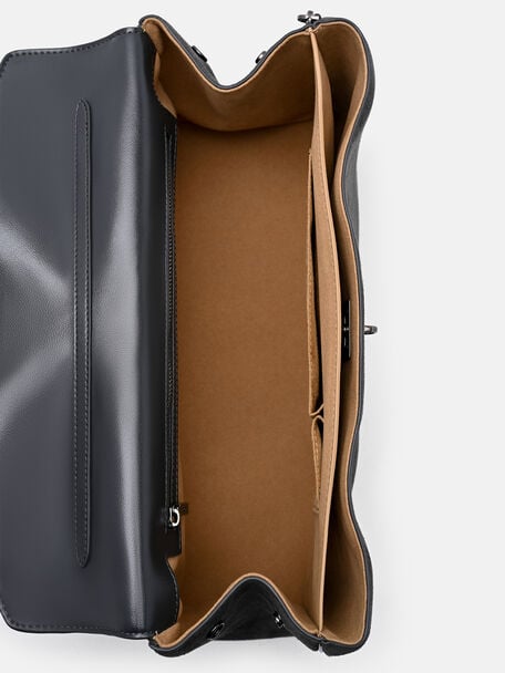 Mirelle Leather Shoulder Bag, Dark Grey, hi-res