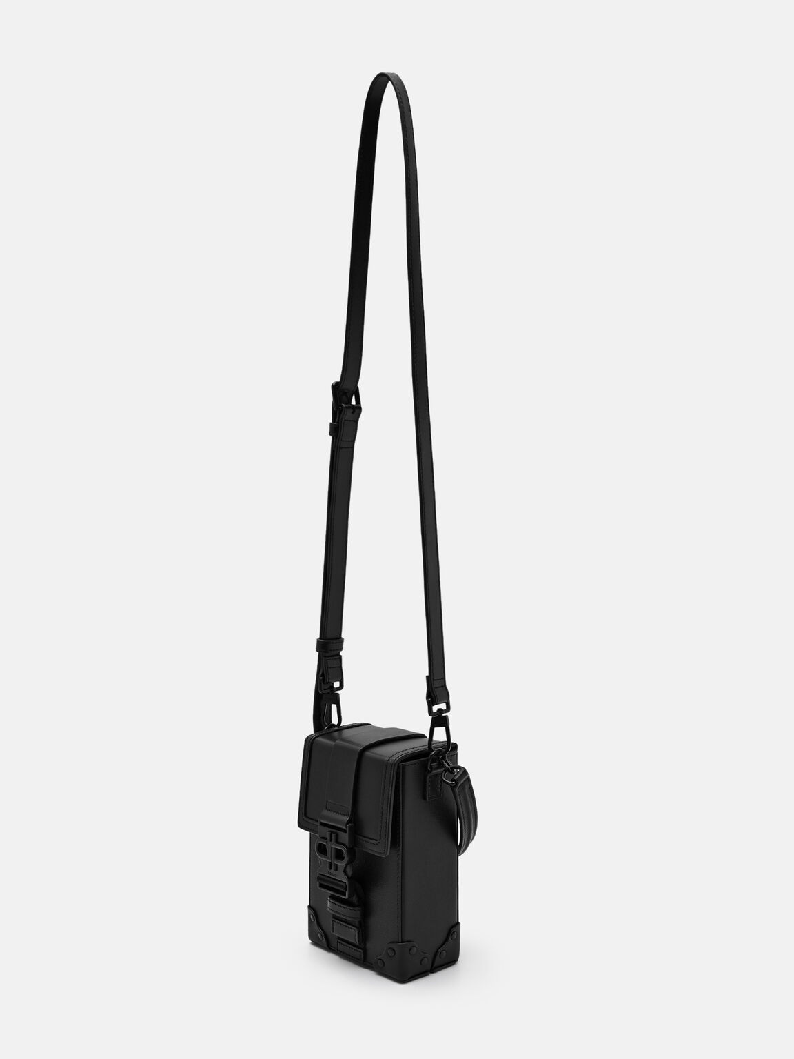 Tex Leather Sling Bag, Black Tumble, hi-res