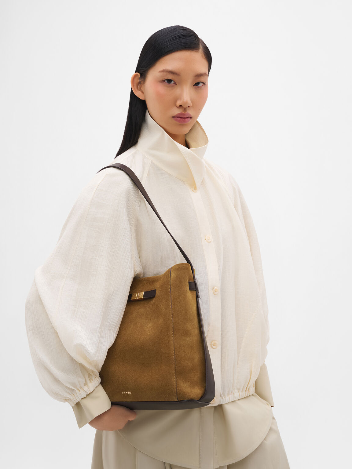 Jatte Belt Leather Bucket Bag, Dark Camel, hi-res