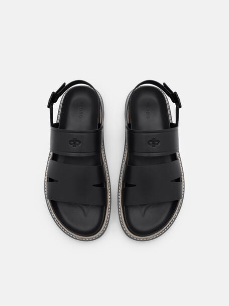 Gi&agrave;y sandals đế bệt Cutler, Đen, hi-res