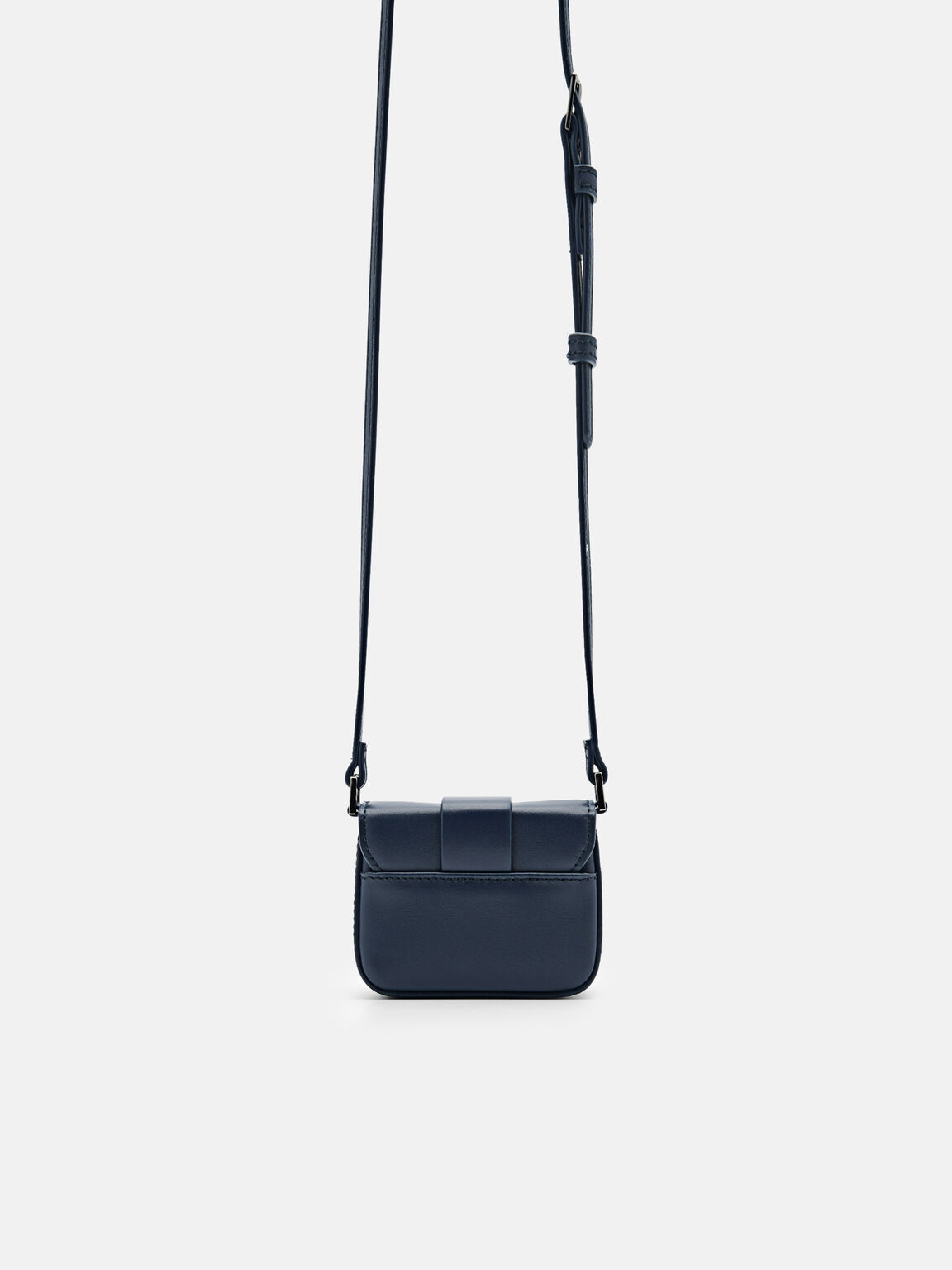 Túi đeo chéo nắp gập Icon Leather Sling, Xanh Navy, hi-res