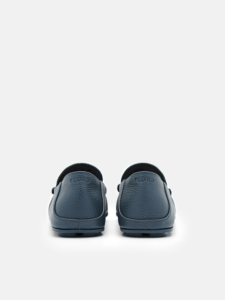 Leather Loafers, Navy, hi-res