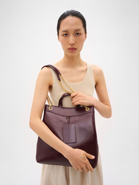 T&uacute;i tote phom chữ nhật Cassier, Wine Wrinkled, hi-res