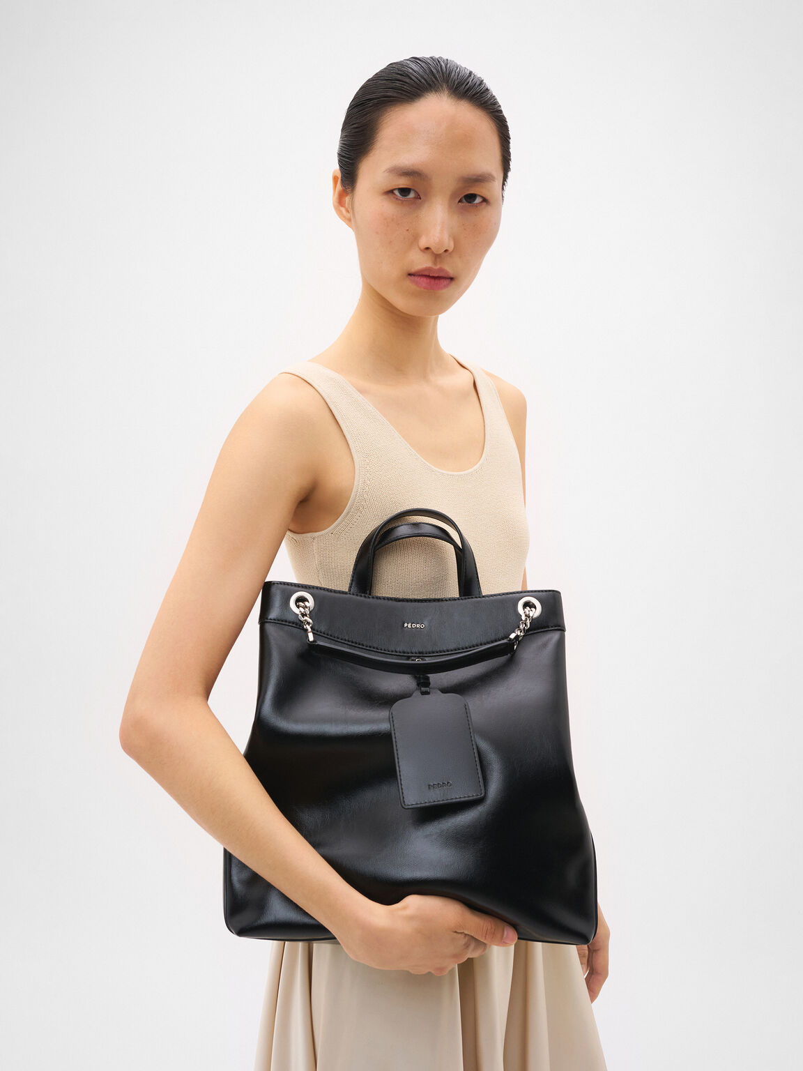 T&uacute;i tote phom chữ nhật Cassier, Black Wrinkled, hi-res