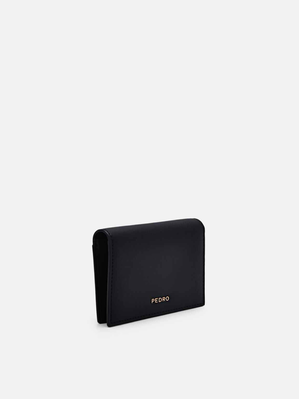Leather Bi-Fold Card Holder, Black, hi-res