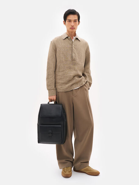 Balo nắp gập Tex, Đen v&acirc;n, hi-res