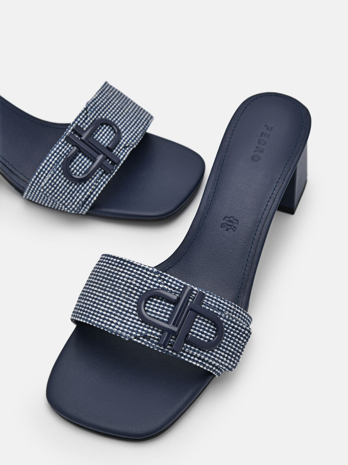 PEDRO Icon Fabric Heel Sandals, Navy, hi-res