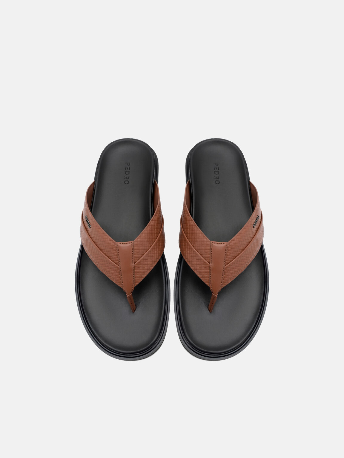 Woven Thong Sandals, Cognac Embossed, hi-res