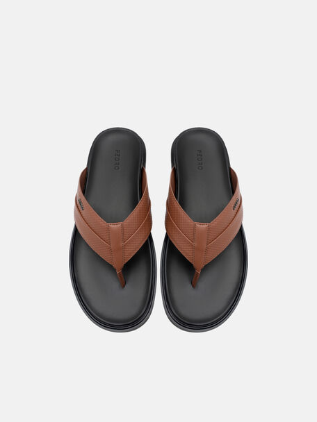 Woven Thong Sandals, Cognac Embossed, hi-res