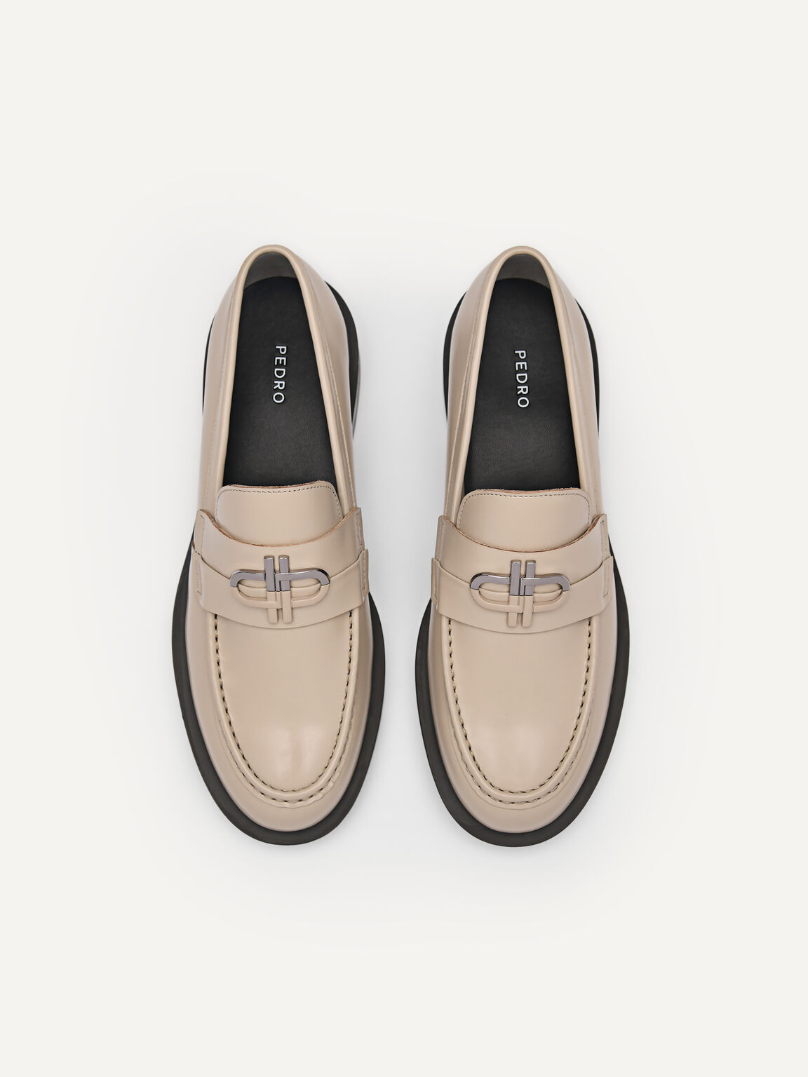 PEDRO Icon Leather Loafers, Taupe, hi-res