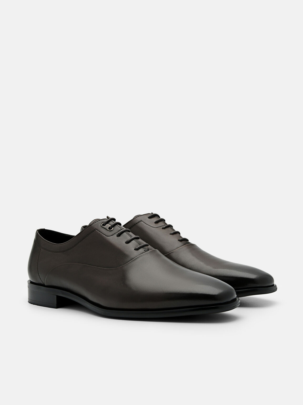 Leather Oxford Shoes, Dark Brown, hi-res