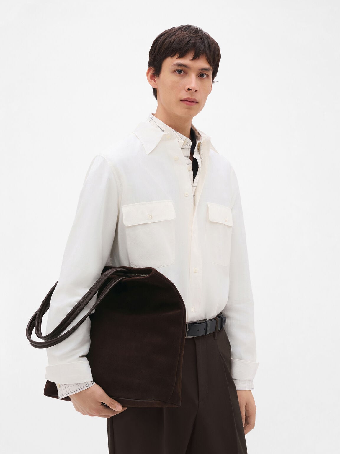 T&uacute;i tote h&igrave;nh vu&ocirc;ng Asher Suede, Espresso Brown Suede, hi-res