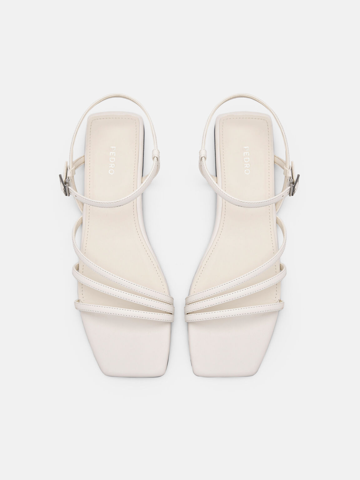 Peggy Ankle Strap Sandals, White, hi-res