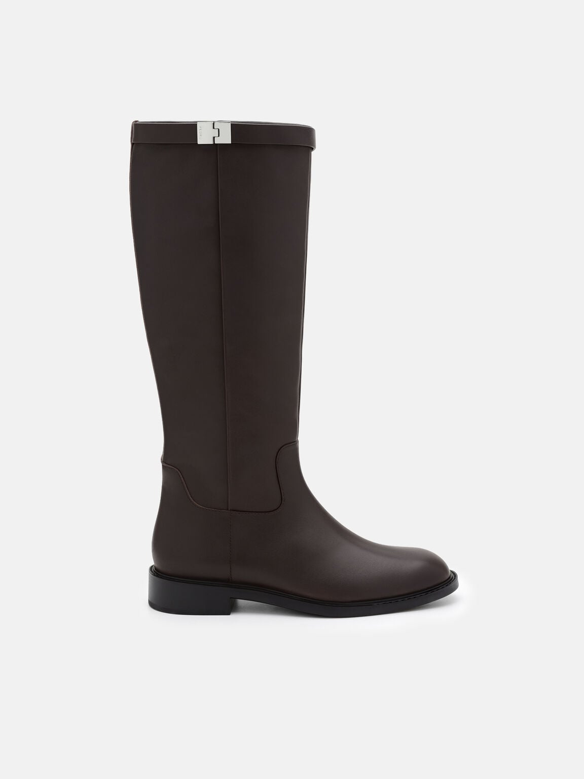 Jatte Leather Knee Boots, Dark Brown, hi-res