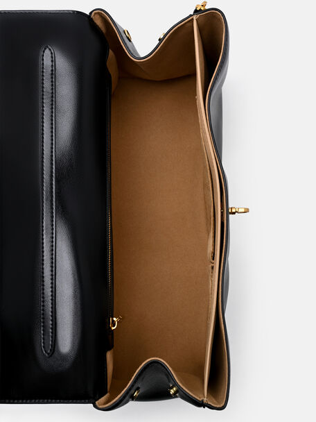 Mirelle Leather Shoulder Bag, Black, hi-res