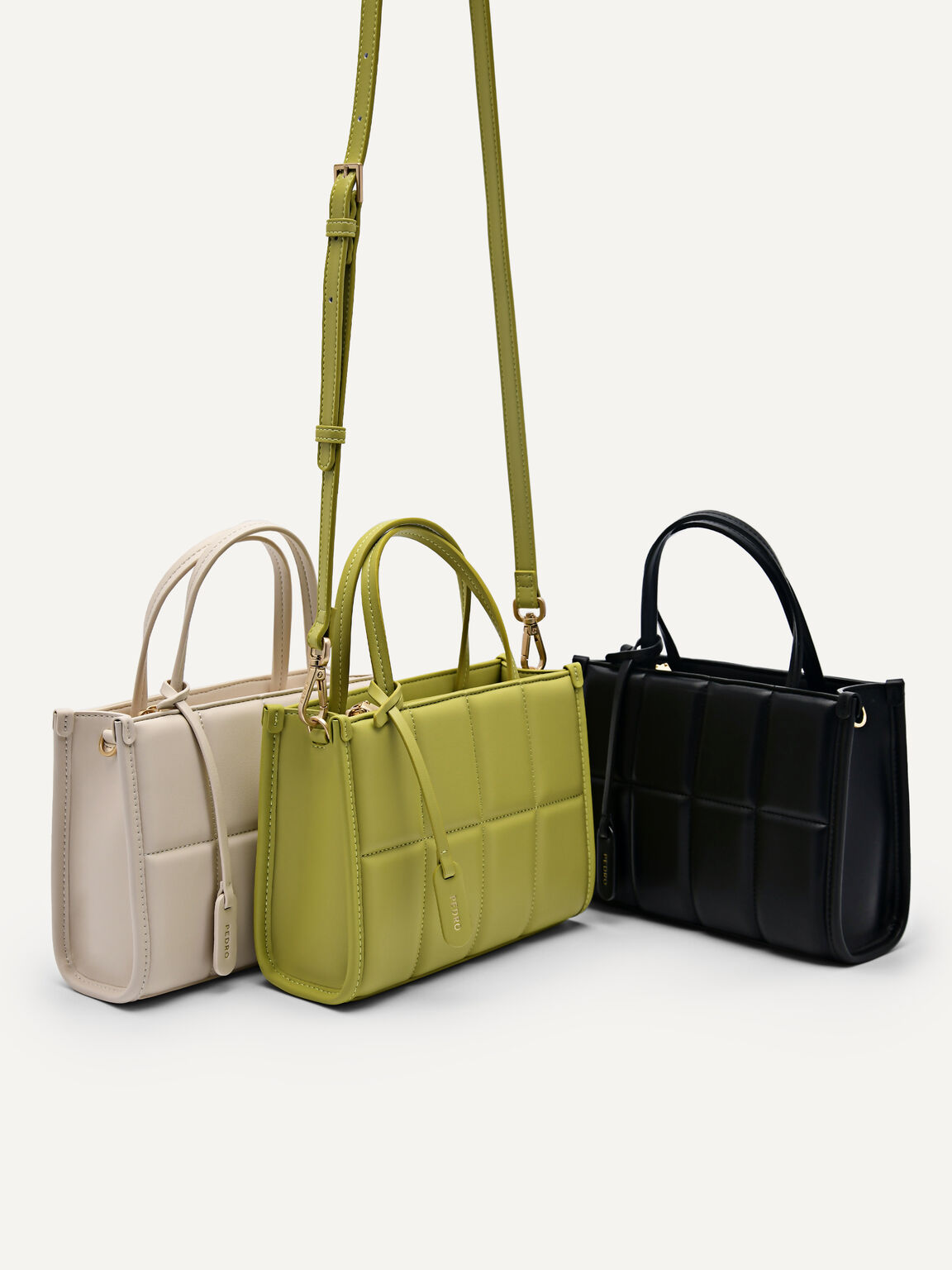 Mini Quilted Handbag, Beige, hi-res