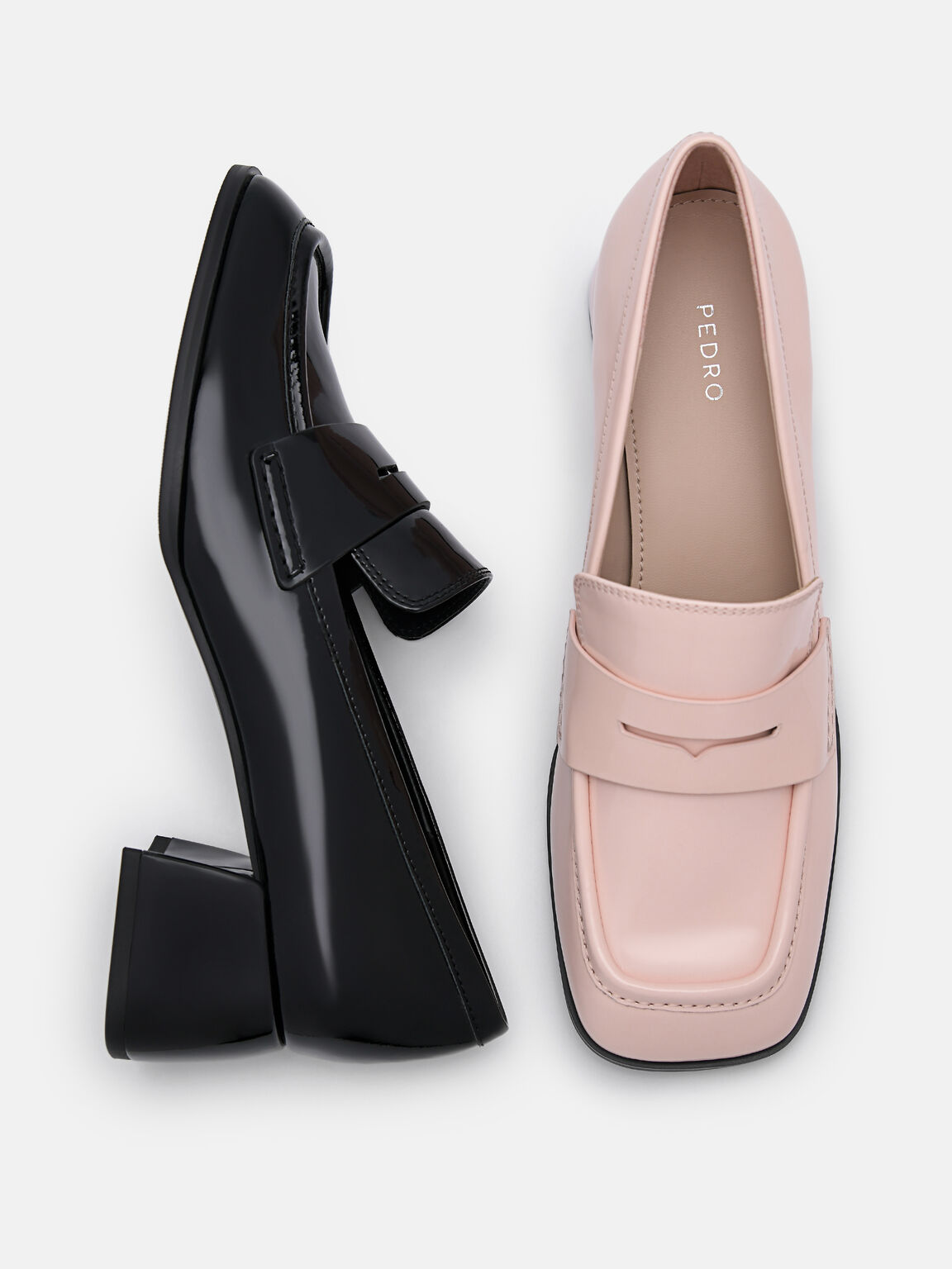 Maggie Leather Heel Loafers, Blush, hi-res
