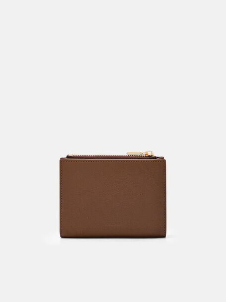 Leather Bi-Fold Wallet, Brown, hi-res