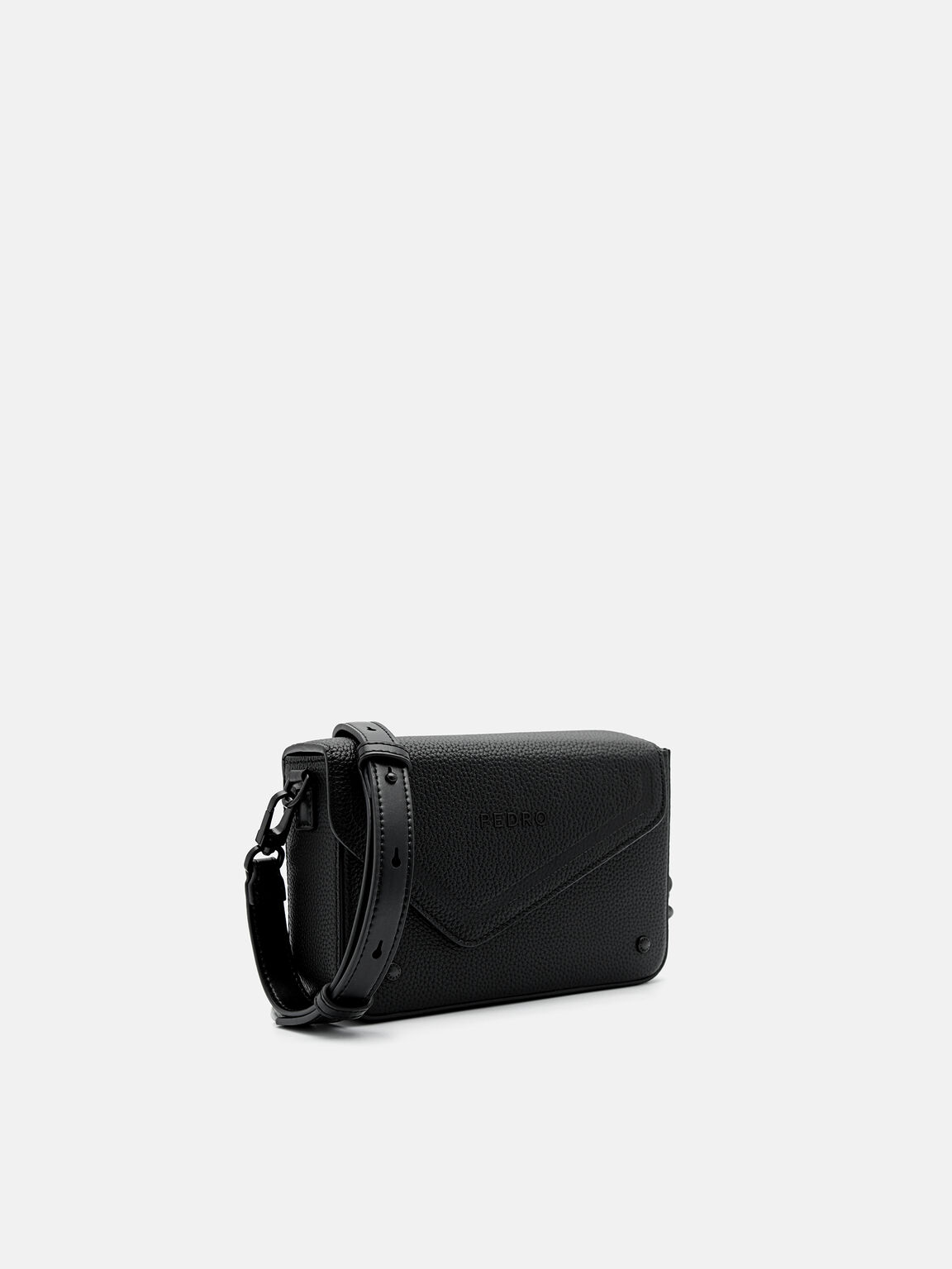 Túi đeo chéo hình chữ nhật Taper Leather Boxy, Đen, hi-res