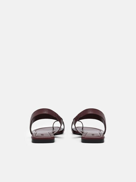 Gi&agrave;y sandals đế bệt Alexis Leather, Đỏ Rượu Vang, hi-res