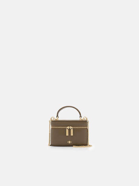 Ari Leather Vanity Case, Dark Taupe, hi-res