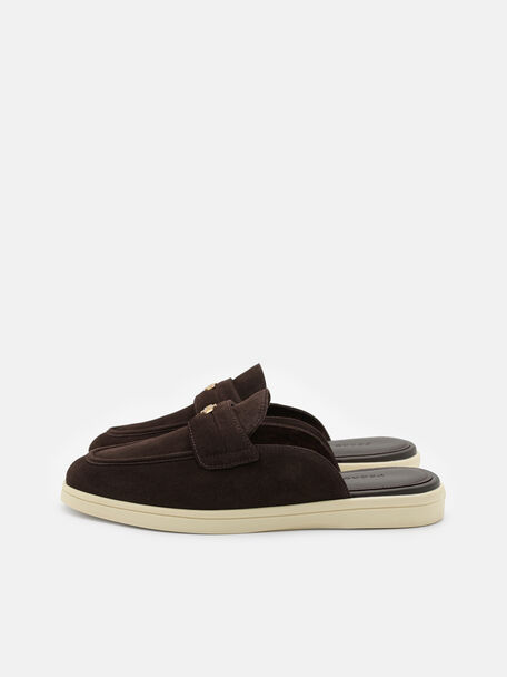 Gi&agrave;y mules đế bệt Roam, Espresso Brown Suede, hi-res
