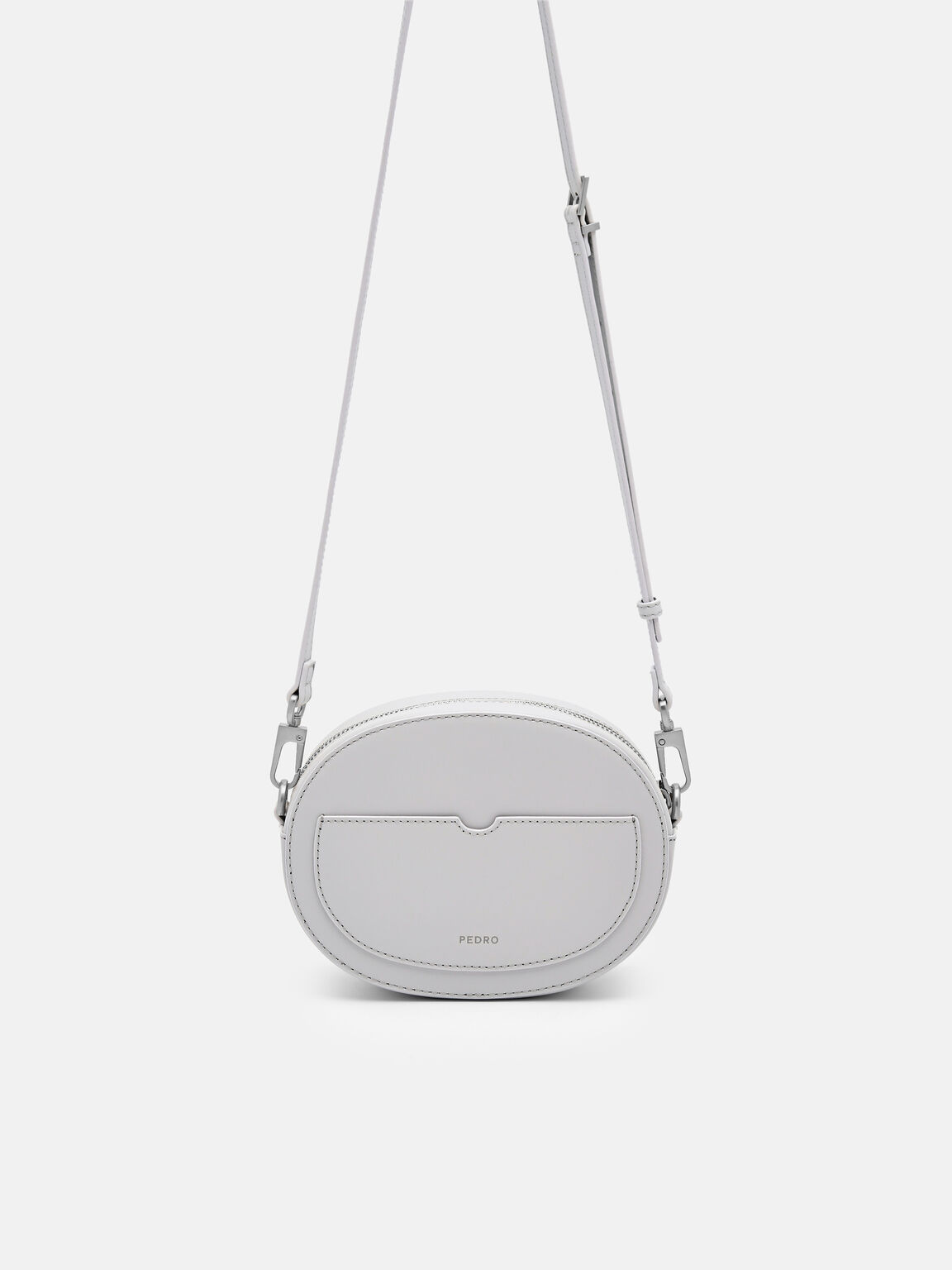 PEDRO Icon Round Leather Shoulder Bag, Light Grey, hi-res