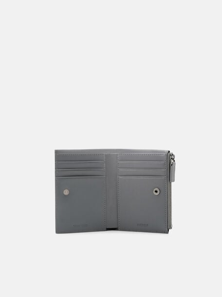 V&iacute; đựng thẻ gập đ&ocirc;i Leather, X&aacute;m v&acirc;n sần, hi-res