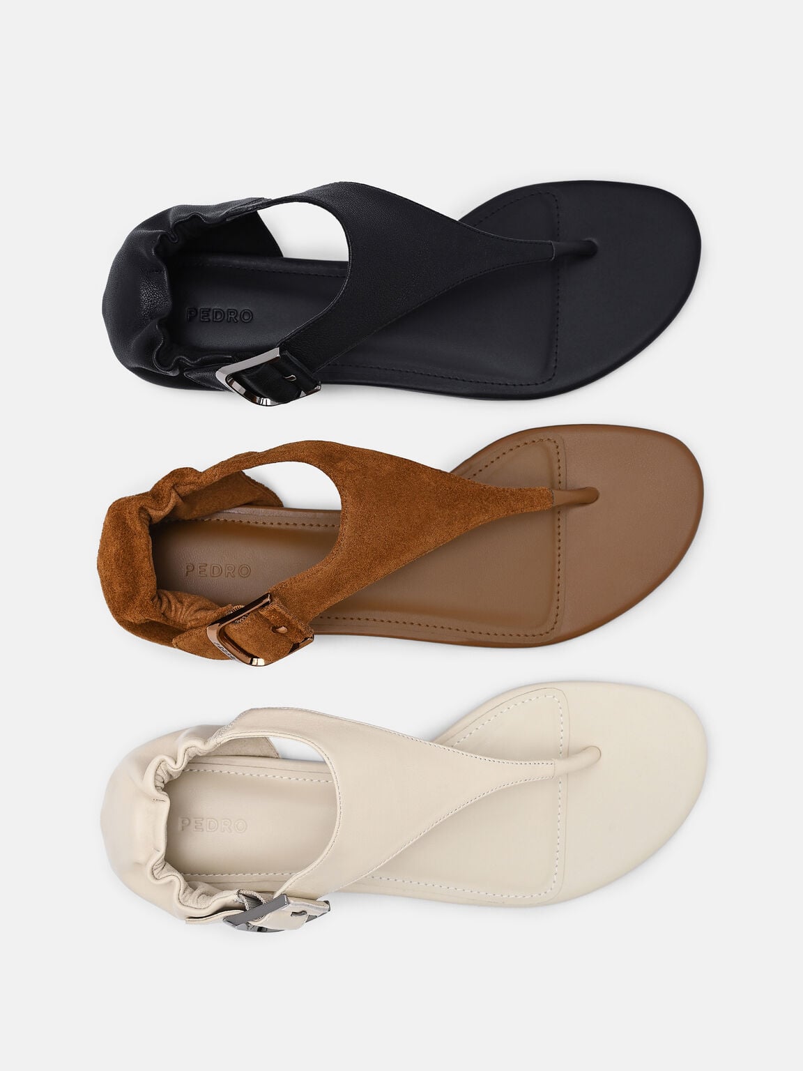 Gi&agrave;y sandals đế bệt Gabrielle, Rượu cognac da lộn, hi-res