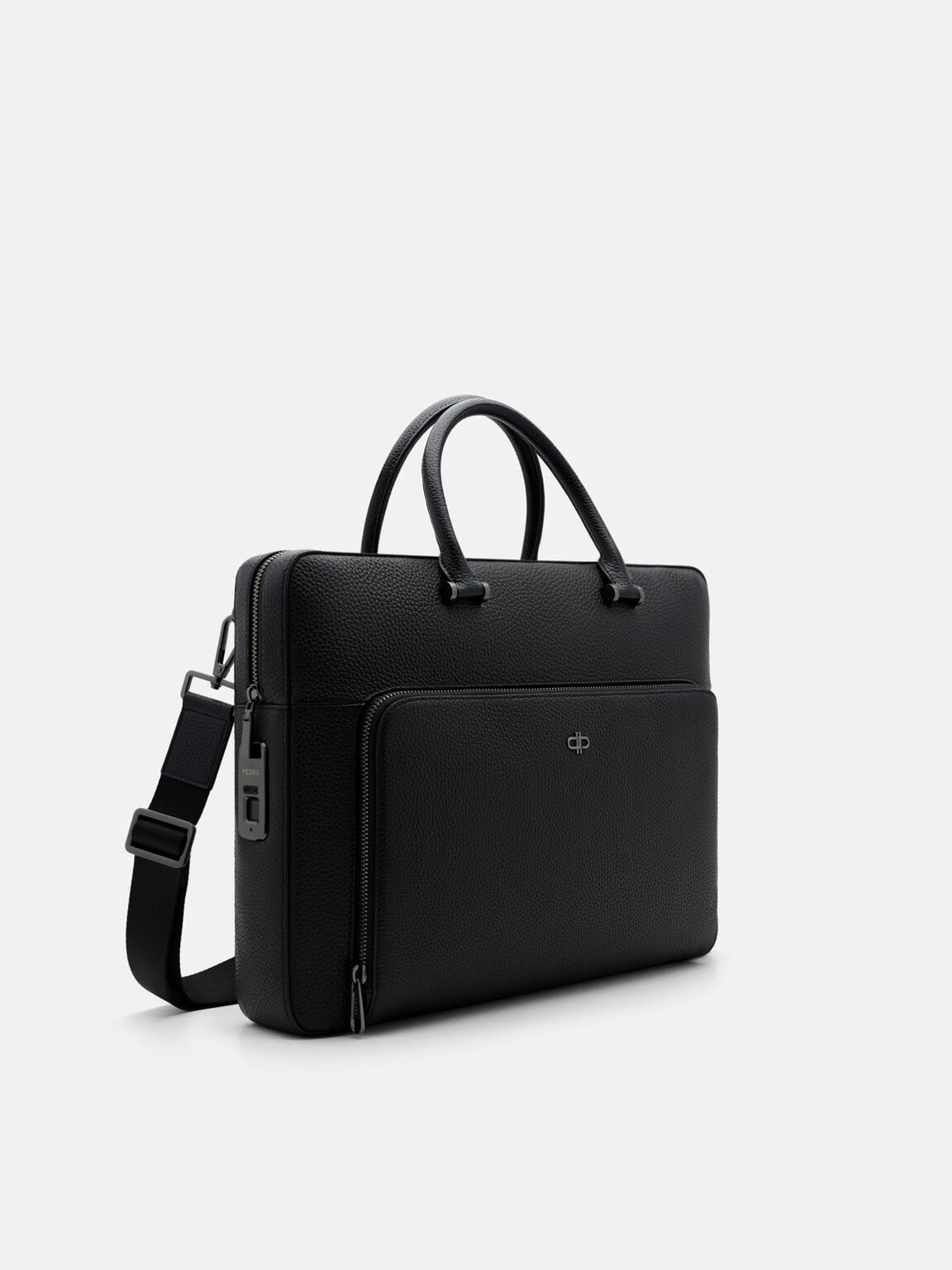 Fingerprint Lock Briefcase, Black Tumble, hi-res